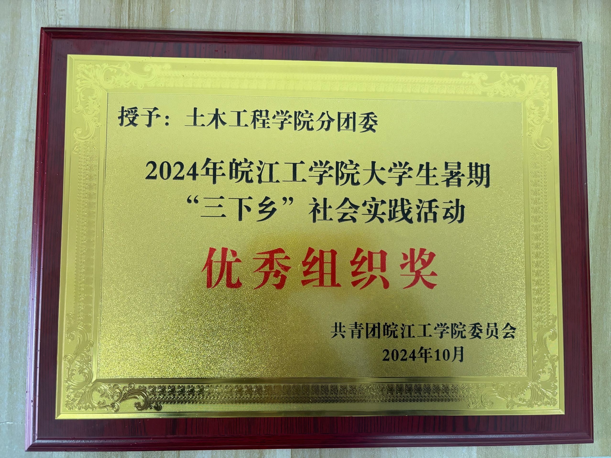 <strong>土木工程学院分团委荣获2024年beat365正版唯一官方网站大学生暑期“三下乡”优秀组织奖</strong>